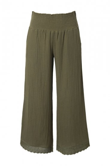 Ulla Popken 848131 Pidžama s čipkom Maslinasta - Pidžame/Loungewear - 