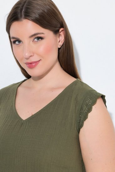 Ulla Popken 848131 Pidžama s čipkom Maslinasta - Pidžame/Loungewear - 