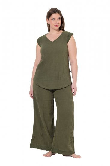 Ulla Popken 848131 Pidžama s čipkom Maslinasta - Pidžame/Loungewear - 