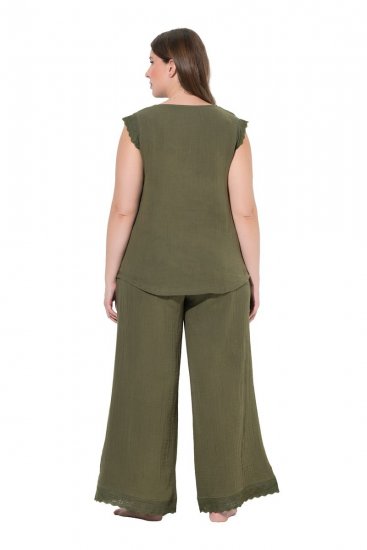 Ulla Popken 848131 Pidžama s čipkom Maslinasta - Pidžame/Loungewear - 