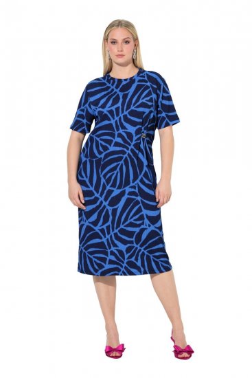 Ulla Popken 848162 Uzorkovana midi haljina Tamnoplava - Midi haljine - Ženske midi haljine plus size
