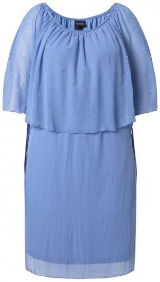 Ulla Popken 848169 Šifonska haljina A-kroja Svijetloplava - Midi haljine - Ženske midi haljine plus size