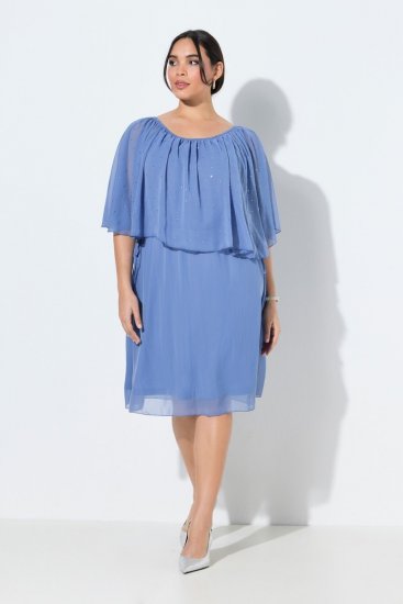 Ulla Popken 848169 Šifonska haljina A-kroja Svijetloplava - Midi haljine - Ženske midi haljine plus size