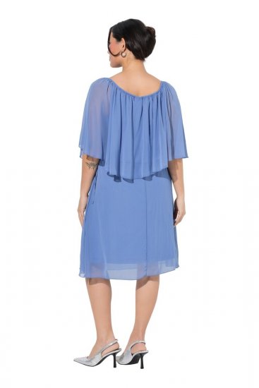 Ulla Popken 848169 Šifonska haljina A-kroja Svijetloplava - Midi haljine - Ženske midi haljine plus size