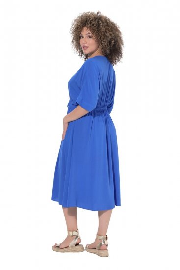 Ulla Popken 848224 Maxi haljina kratkih rukava s V-izrezom Plava - Maxi haljine - Duge maxi haljine velikih brojeva