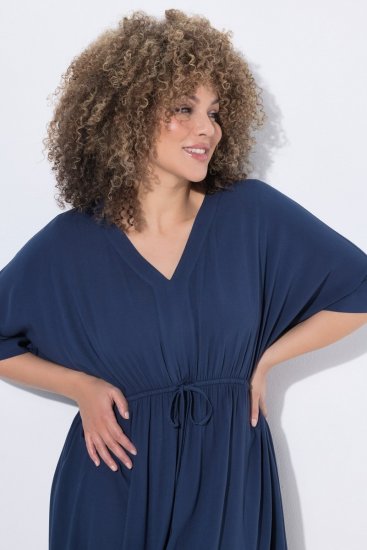 Ulla Popken 848224 Midi haljina s vezicom Tamnoplava - Midi haljine - Ženske midi haljine plus size