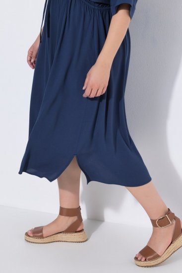 Ulla Popken 848224 Midi haljina s vezicom Tamnoplava - Midi haljine - Ženske midi haljine plus size