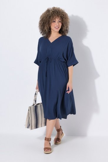 Ulla Popken 848224 Midi haljina s vezicom Tamnoplava - Midi haljine - Ženske midi haljine plus size