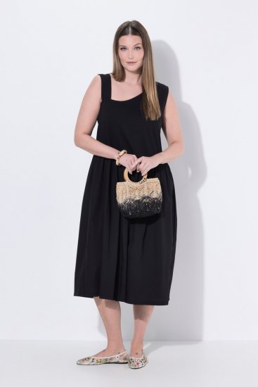 Ulla Popken 848305 Midi haljina bez rukava s V-izrezom Crna - Midi haljine - Ženske midi haljine plus size