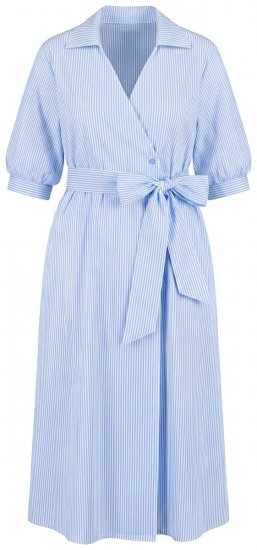 Ulla Popken 848467 Prugasta haljina na preklop s džepovima Svijetloplava - Midi haljine - Ženske midi haljine plus size