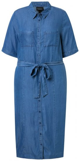 Ulla Popken 848491 Košuljasta haljina Denim plava - Midi haljine - Ženske midi haljine plus size