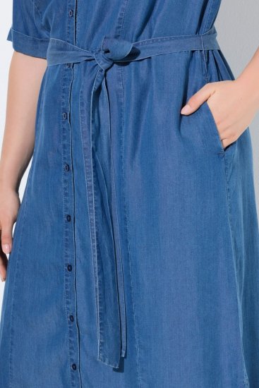 Ulla Popken 848491 Košuljasta haljina Denim plava - Midi haljine - Ženske midi haljine plus size