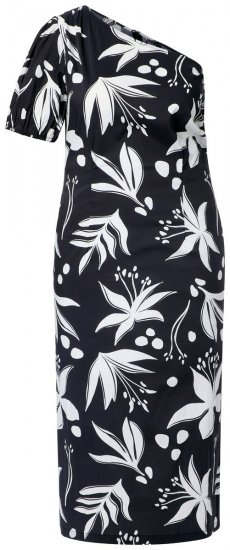 Ulla Popken 848510 Cvjetna midi haljina Crna - Midi haljine - Ženske midi haljine plus size
