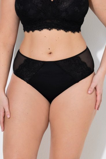 Ulla Popken 848693 Bokserice s čipkom Crna - Gaćice - 