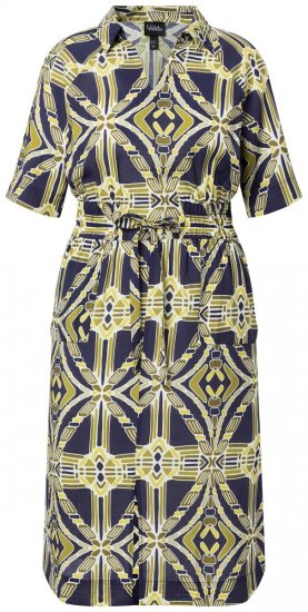Ulla Popken 848789 Uzorkovana midi haljina s džepovima Tamnoplava - Midi haljine - Ženske midi haljine plus size