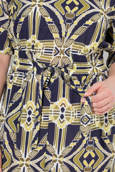 Ulla Popken 848789 Uzorkovana midi haljina s džepovima Tamnoplava - Midi haljine - Ženske midi haljine plus size