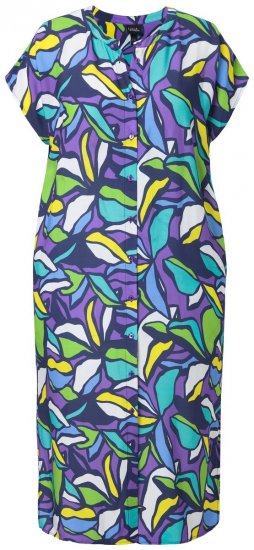 Ulla Popken 848980 Cvjetna košuljasta haljina Lila - Midi haljine - Ženske midi haljine plus size