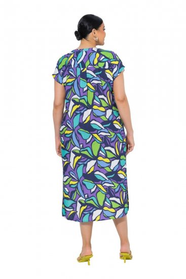 Ulla Popken 848980 Cvjetna košuljasta haljina Lila - Midi haljine - Ženske midi haljine plus size
