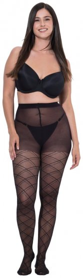 Ulla Popken 849049 Prugaste hulahopke 40 den Crna - Hulahopke & čarape - 