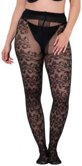 Ulla Popken 849055 Cvjetne hulahopke Crna - Hulahopke & čarape - 
