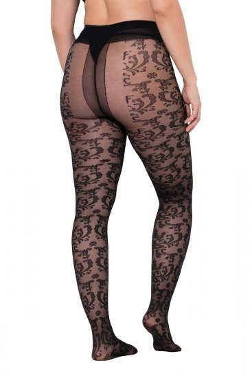 Ulla Popken 849055 Cvjetne hulahopke Crna - Hulahopke & čarape - 