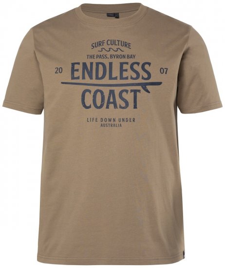 Men+ 448 Majica Endless Coast Sivosmeđa - Majice Kratkih Rukava - Muške Majice Kratkih Rukava Veliki Brojevi 
