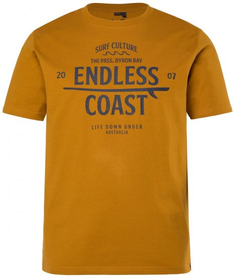 Men+ 448 Majica Endless Coast Svijetli lješnjak - Majice Kratkih Rukava - Muške Majice Kratkih Rukava Veliki Brojevi 