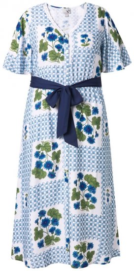 Ulla Popken 849662 Cvjetna košuljasta haljina Prljavo bijela - Midi haljine - Ženske midi haljine plus size