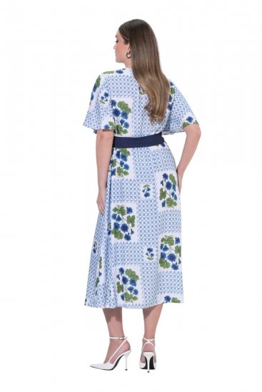 Ulla Popken 849662 Cvjetna košuljasta haljina Prljavo bijela - Midi haljine - Ženske midi haljine plus size