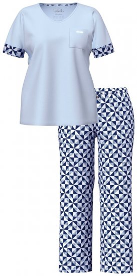 Ulla Popken 849850 Pidžama s kariranim uzorkom Svijetloplava - Pidžame/Loungewear - 