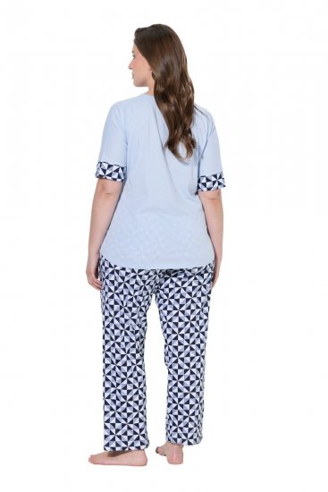 Ulla Popken 849850 Pidžama s kariranim uzorkom Svijetloplava - Pidžame/Loungewear - 