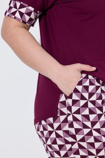 Ulla Popken 849850 Pidžama s kariranim uzorkom Bobičasto crvena - Pidžame/Loungewear - 