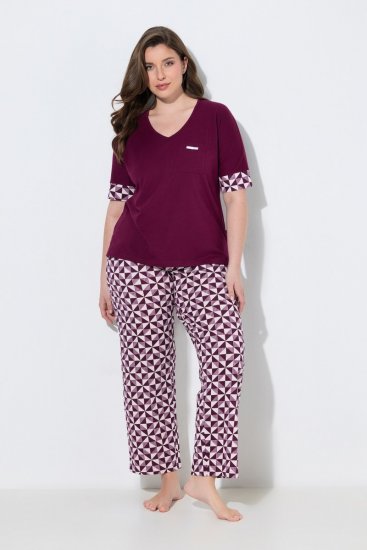 Ulla Popken 849850 Pidžama s kariranim uzorkom Bobičasto crvena - Pidžame/Loungewear - 