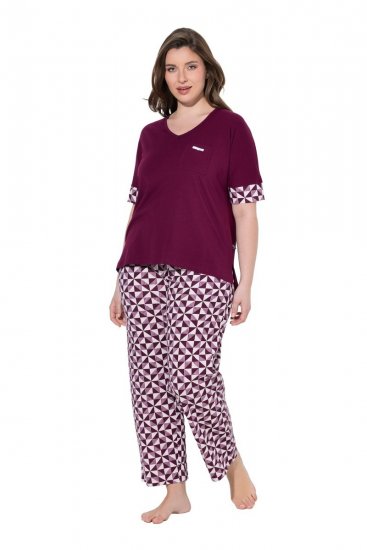Ulla Popken 849850 Pidžama s kariranim uzorkom Bobičasto crvena - Pidžame/Loungewear - 
