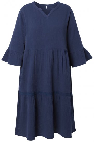 Ulla Popken 849856 Haljina s volanima Tamnoplava - Midi haljine - Ženske midi haljine plus size