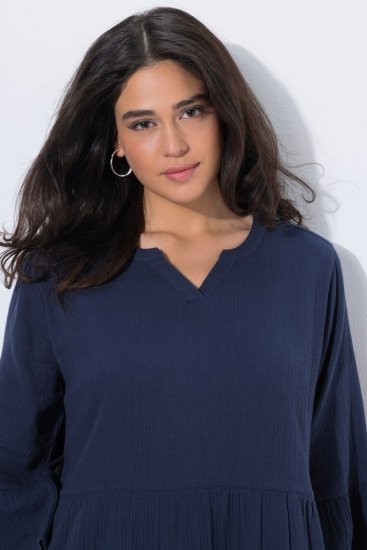 Ulla Popken 849856 Haljina s volanima Tamnoplava - Midi haljine - Ženske midi haljine plus size