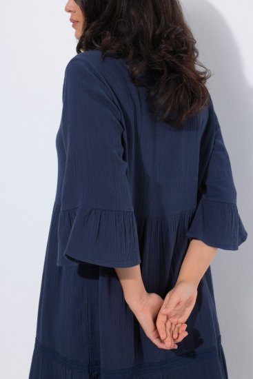 Ulla Popken 849856 Haljina s volanima Tamnoplava - Midi haljine - Ženske midi haljine plus size