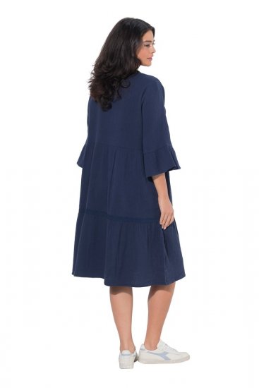 Ulla Popken 849856 Haljina s volanima Tamnoplava - Midi haljine - Ženske midi haljine plus size