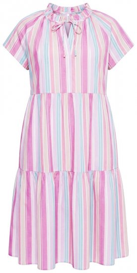 Ulla Popken 849969 Prugasta midi haljina s volanima Ružičasta - Midi haljine - Ženske midi haljine plus size