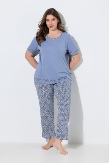 Ulla Popken 850045 Pidžama kratkih rukava Svijetloplava - Pidžame/Loungewear - 