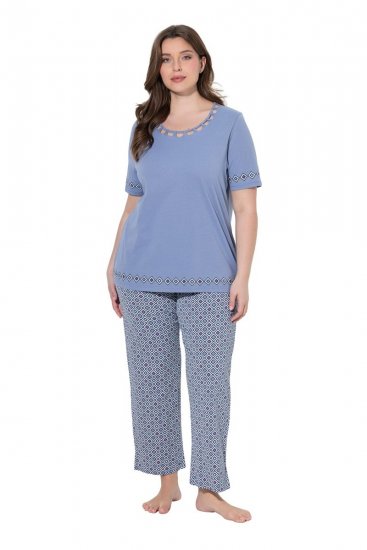 Ulla Popken 850045 Pidžama kratkih rukava Svijetloplava - Pidžame/Loungewear - 