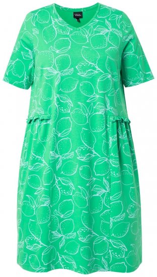 Ulla Popken 850204 Haljina od jerseya kratkih rukava s V-izrezom Zelena - Haljine od jerseyja - 