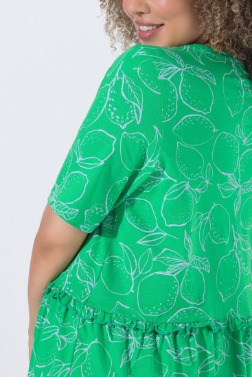Ulla Popken 850204 Haljina od jerseya kratkih rukava s V-izrezom Zelena - Haljine od jerseyja - 