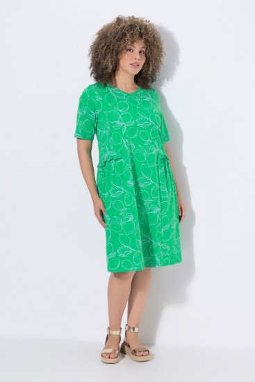 Ulla Popken 850204 Haljina od jerseya kratkih rukava s V-izrezom Zelena - Haljine od jerseyja - 