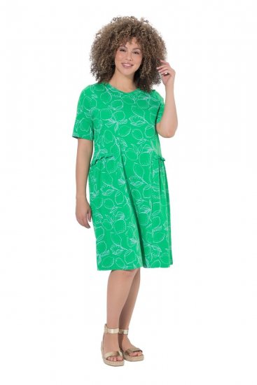 Ulla Popken 850204 Haljina od jerseya kratkih rukava s V-izrezom Zelena - Haljine od jerseyja - 