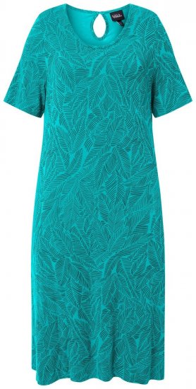 Ulla Popken 850344 Uzorkovana haljina majica Tirkizna - Midi haljine - Ženske midi haljine plus size