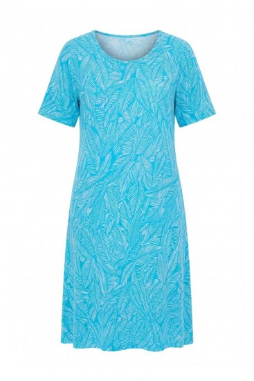 Ulla Popken 850344 Uzorkovana haljina majica Tirkizna - Midi haljine - Ženske midi haljine plus size