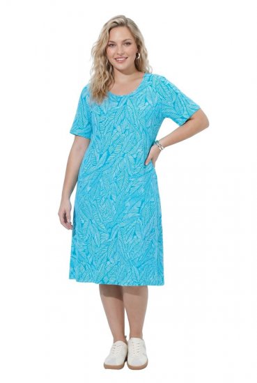 Ulla Popken 850344 Uzorkovana haljina majica Tirkizna - Midi haljine - Ženske midi haljine plus size