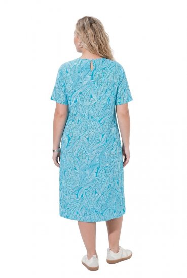 Ulla Popken 850344 Uzorkovana haljina majica Tirkizna - Midi haljine - Ženske midi haljine plus size