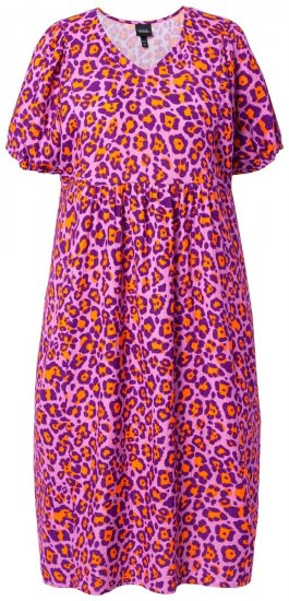 Ulla Popken 850346 Uzorkovana haljina s V-izrezom Ružičasta - Midi haljine - Ženske midi haljine plus size